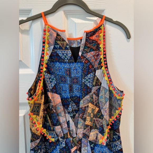 K1. Ranna Gill Condesa Maxi Dress Patchwork Blue Studded Summer Vacation Resort - Picture 8 of 10